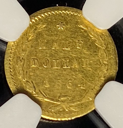 1864 GOLD G50c United States Civil War Round Liberty Head Half Dollar NGC AU55 - Picture 3 of 5