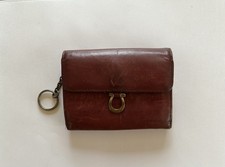 Vtg Etienne Aigner Mini Wallet Coin Purse with Key Ring Dark Red Leather Oxblood