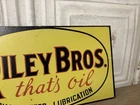 Vintage Riley Bros Motor Oil Sign Service Station Can Gas Pump Battery Shop