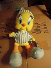 Vintage Ace Looney Tunes Tweety Bird Plush Blue Striped Pajamas W/ Tags 