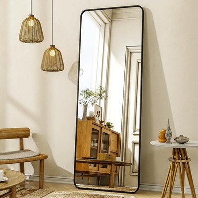 56''x21'' Floor Full Length Mirror Standing Full Body Rounded Corner Rectangle ...