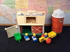 Vintage 1967 Fisher Price 915 Barn & Silo 3 Farmers 2 Cars & Wagons 1 Tractor NR