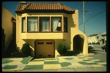 048011 Yellow House With Painted Lawn A4 Photo Print