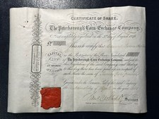 Antique Peterborough Corn Exchange Rare Share Certificate On Vellum Red Wax Seal