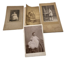 mixec lot of 4 Antique cabinet card photos baby girls