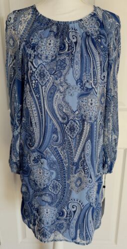 NWT Tommy Hilfiger L/S Stretch Multi-Blue Paisley/Floral Cocktail Length Dress 4