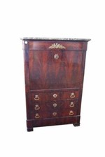 Bellissimo antico Secretaire Impero di inizio 1800 in mogano con marmo e bronzi