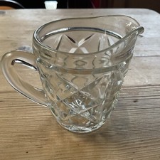 Vintage Glas Milchkännchen Klar Krug Milchschliff Glas Klein Kanne Mid Century Modern 3"