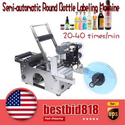 Semi Automatic Labeling Coding Machine Round Bottle Jar Label Marking Machine