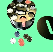 Poker Set With Wooden Carousel Caddy and Two Sets of Cards GREAT GIFT!