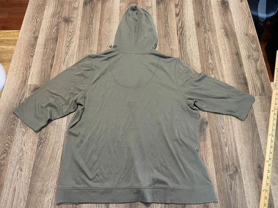 CJ Banks Hoodie, Women's Plus 2X, Green, Pullover, Buttons Up, Drawstring - Image 2 of 4
