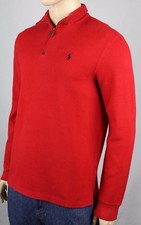 Polo Ralph Lauren Red 1/2 Half Zip Sweater Blue Pony NWT