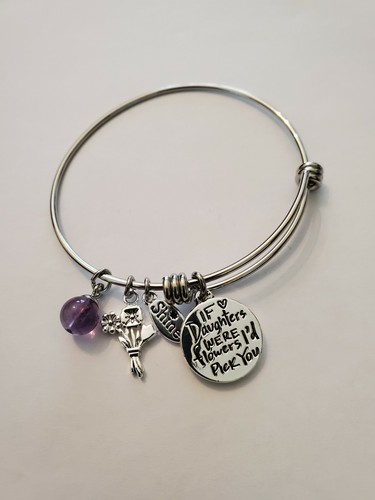 "If daughters were flowers I'd pick you" Bangle in Stainless steel 6-7" - 第 5/6 張圖片