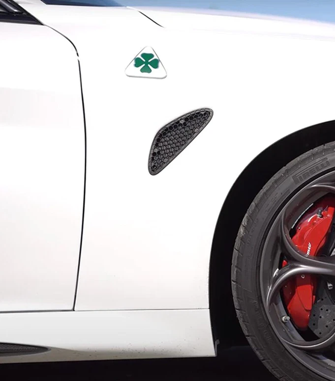 2pcs Alfa Romeo Silver Green Clover Side Fender Stickers Emblems Badges Logo - image 3 of 4