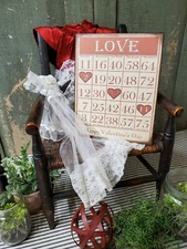 PRIMITIVE VICTORIAN ANTIQUE VINTAGE STYLE VALENTINE BINGO CARD HEART LOVE SIGN