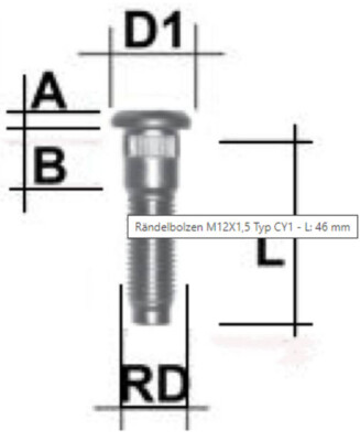 SCC Knurled Bolt M12 X 1.5 X 46mm – 15.4mm Diameter, Durable & Precise