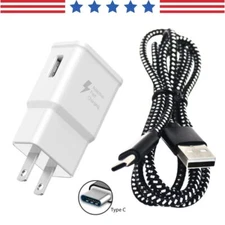 Adaptive Fast Charging Type C Cable 10Ft USB-C Cord+ Wall/Travel Charger Adapter