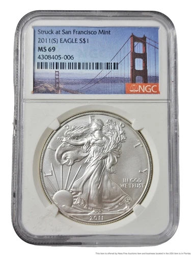 2011 S NGC MS 69 American Eagle 1ozt 999 Fine Silver Dollar $1 US Coin Bullion