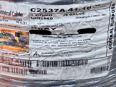 Carol C2537A 16/3C Shielded Control/Power Cable UL-2107 CMH 600V Gray /25ft