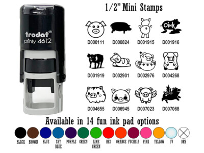Cute Pig Hog Flying 1/2'' Self-Inking Rubber Stamp Ink Stamper