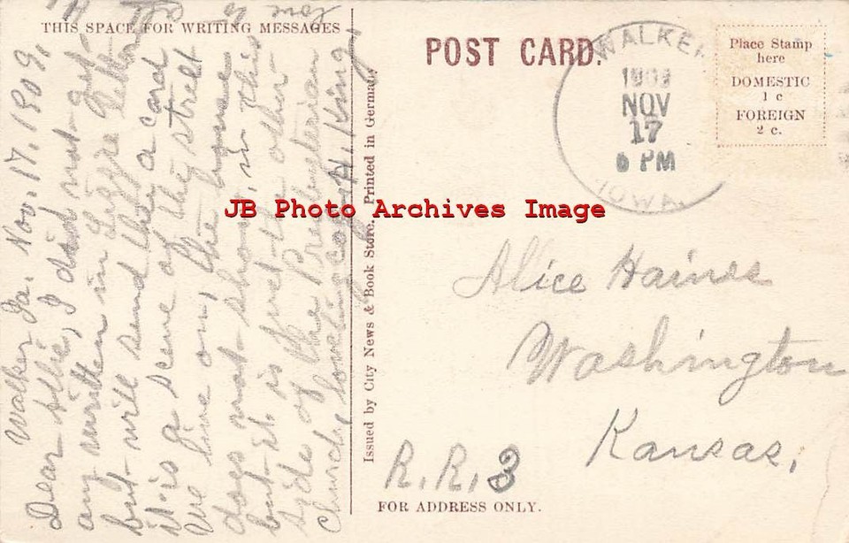 IA, Walker, Iowa, Greene Street, West Side, Business Section, 1909 PM