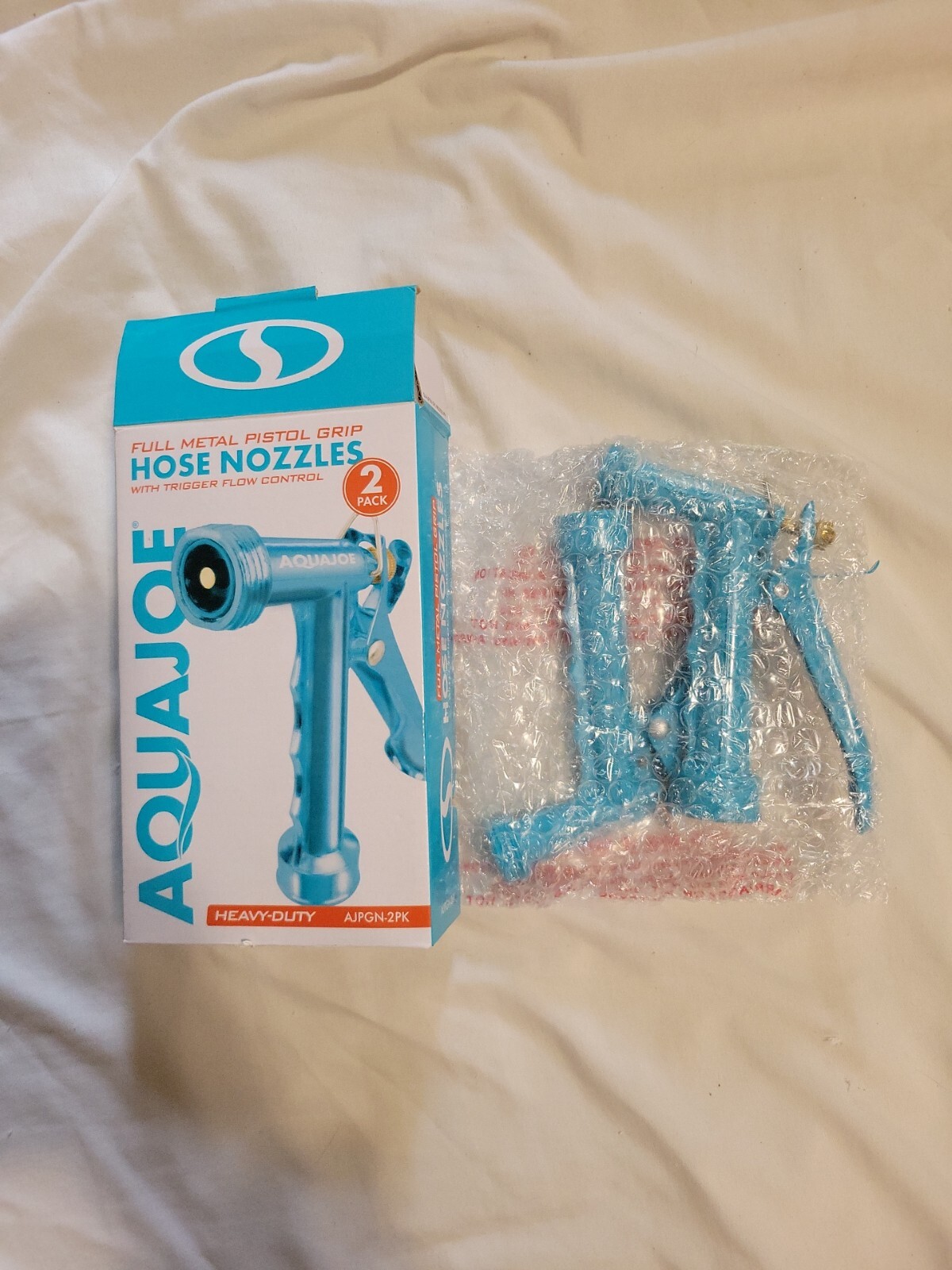 Aqua Joe AJPGN2PK Full Metal Pistol Grip Hose Nozzle, 2Pack, Blue