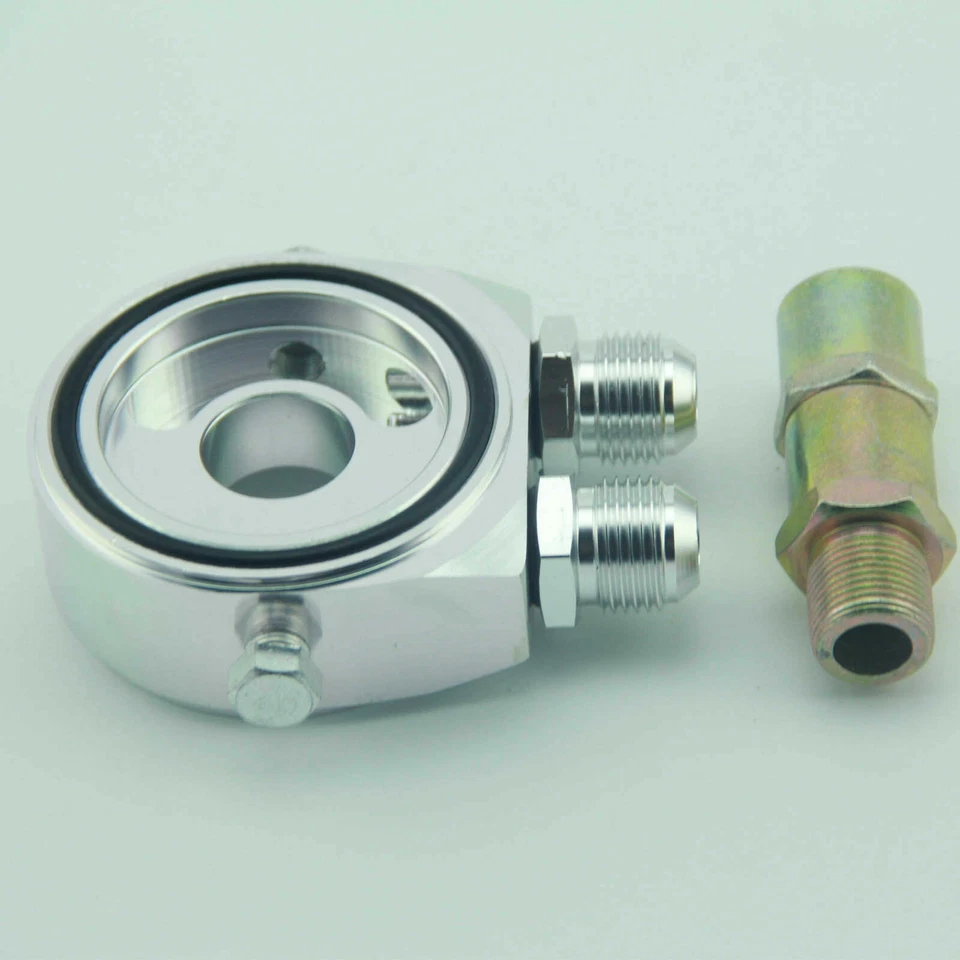 Адаптер масляного фильтра 10AN кулер сэндвич-пластиной отправителя подходит для Chevrolet Ford серебристый - Изображение 4 из 4