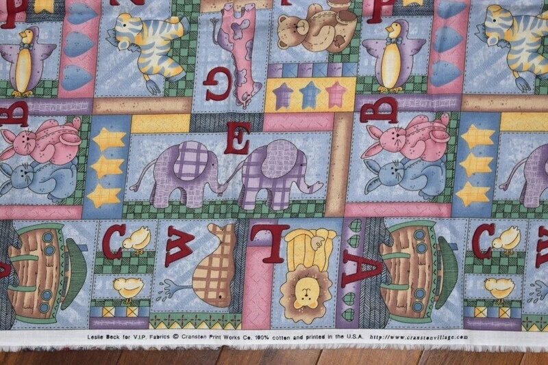 Leslie Beck VIP Cranston Nursery Fabric Alphabet/Animal Print 47" L USA - Image 3 of 4
