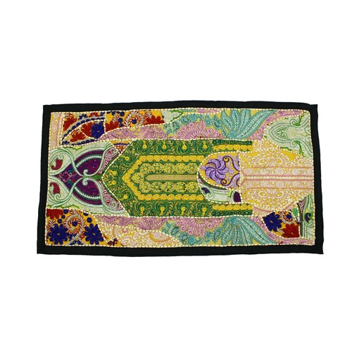 Ancienne Tapisserie thaïlandaise brodée à la main birmane Kalaga, années 1920/40 c.a., cm. 89x62 - Antiquités