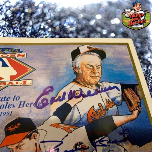 1991 Upper Deck Heroes Of Baseball Baltimore Orioles Autographed 5 Times /17000 - Picture 3 of 6