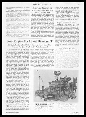 1937 Hercules Motors Corp. Model 301 Diamond T Truck Engine Photo Print Ad