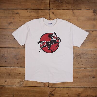 Vintage Hanes Grafik T-Shirt L Pferd weiß Tee