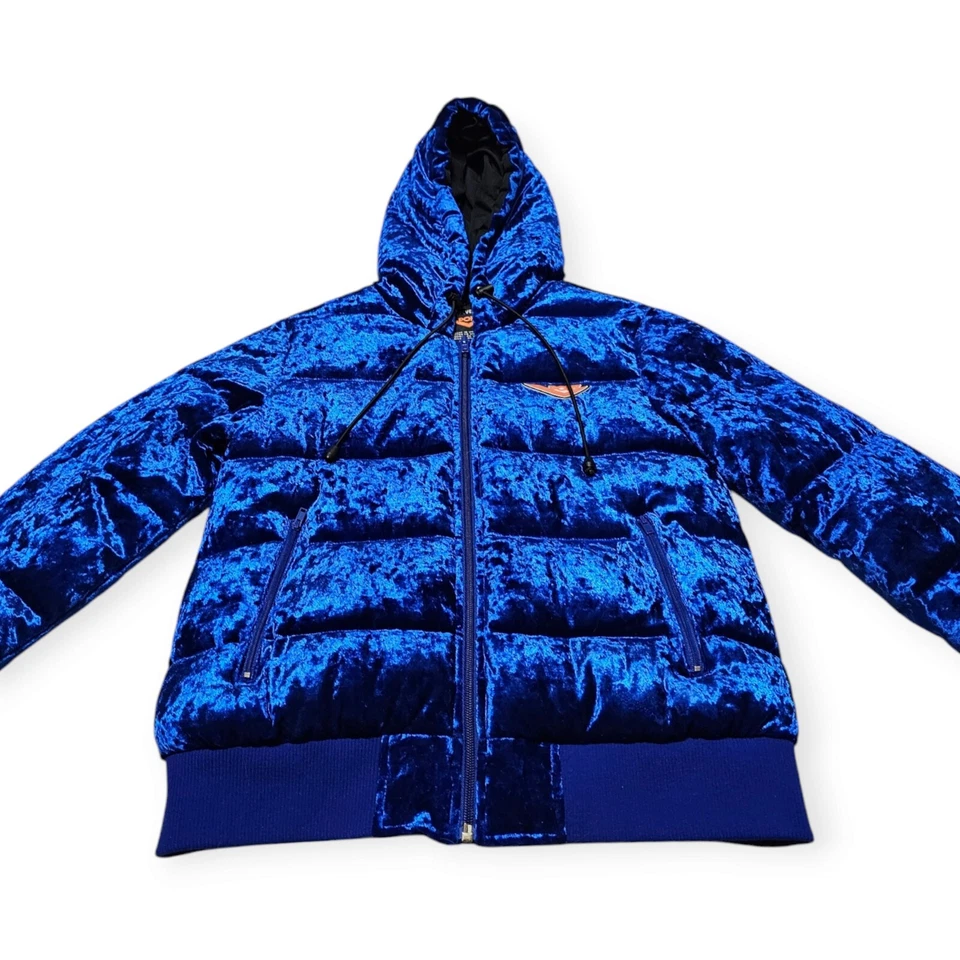 Forever 21 X пони сотрудничества синий бархат с капюшоном пуховик куртка. Женский размер S. - Изображение 2 из 4