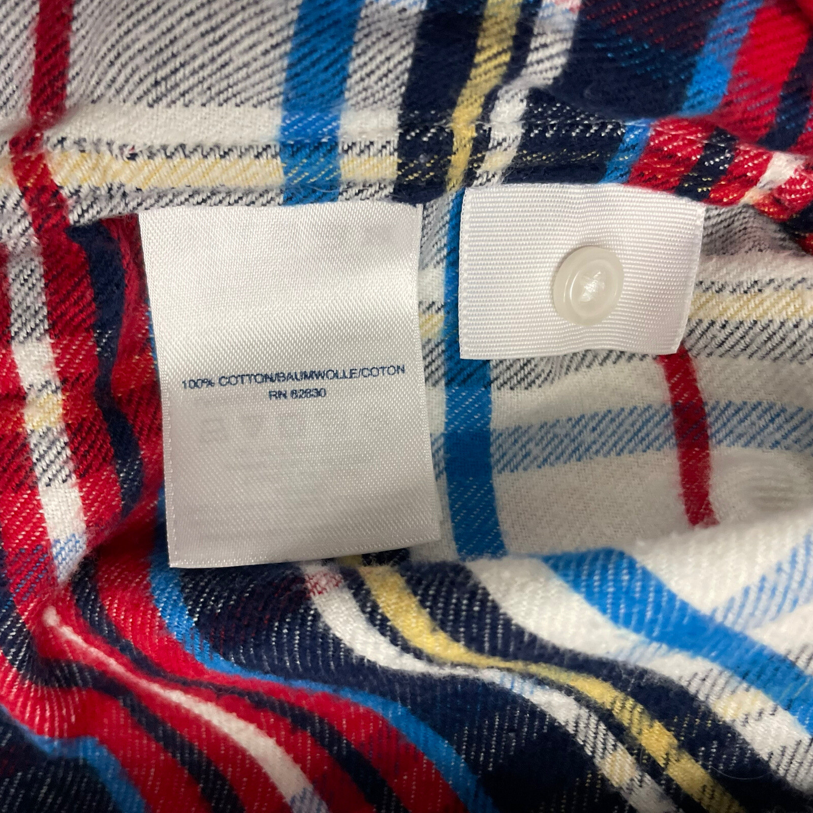 Lands End Flannel Red Plaid Popover Shirt Size S Petite Long Sleeve Top 6-8