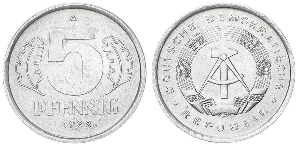 DDR 5 Pfennig 1982 selten in dieser Erhaltung prägefrisch matt  107197 - Bild 1 von 1