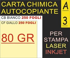 250x2 FF CARTA CHIMICA 80GR AUTOCOPIANTE CB BIANCA CF GIALLA X LASER E INKJET A3
