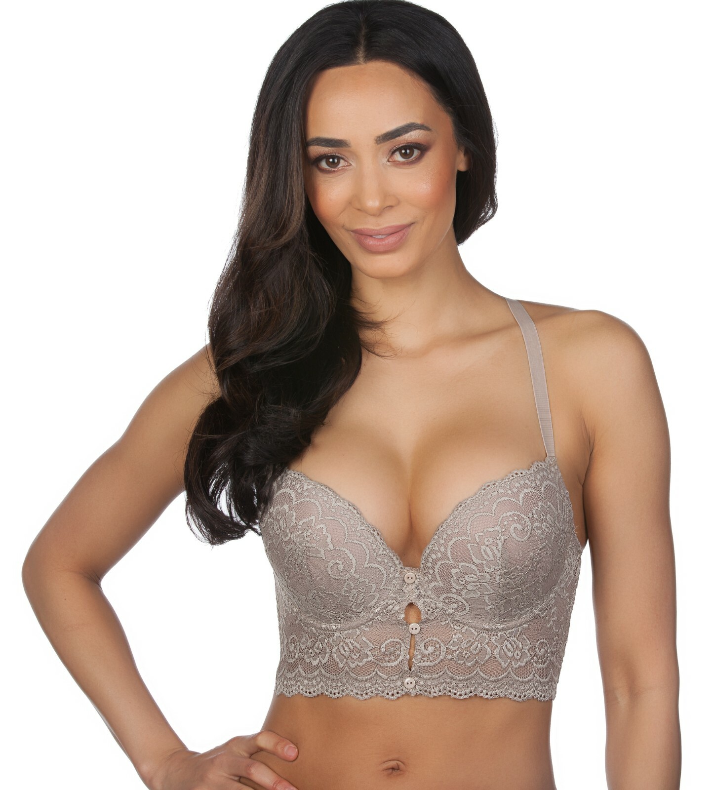 Women's Elegant Lace Underwire Plunge Push Up Longline Bra eBay