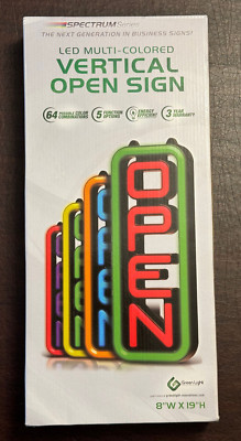 LED Open Schild Für Geschäfte – Programmierbar, 64 Farbkombis, 8x19 Zoll, Mit Flimmer- & Laufeffekt
