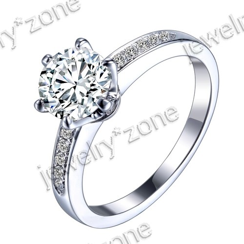 Silver Pave Round 6.5m Aaa Graded Cubic Zirconia Engagement Wedding Elegant Ring - Picture 10 of 12