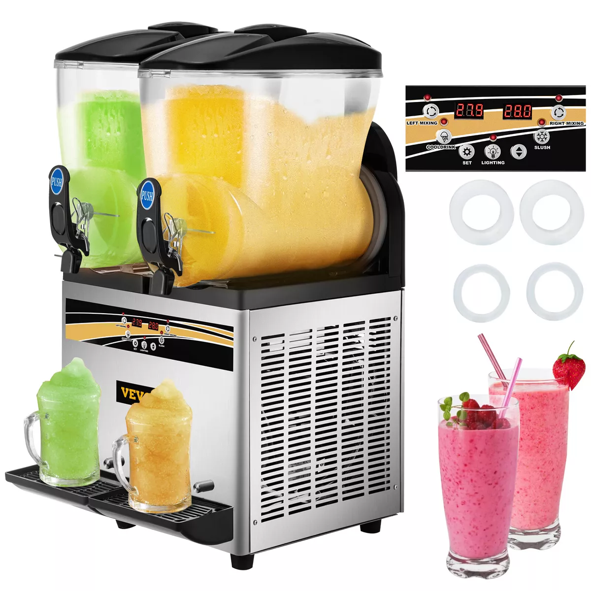 VEVOR Commercial 2x15L Slush Machine Frozen Drink Margarita Slush