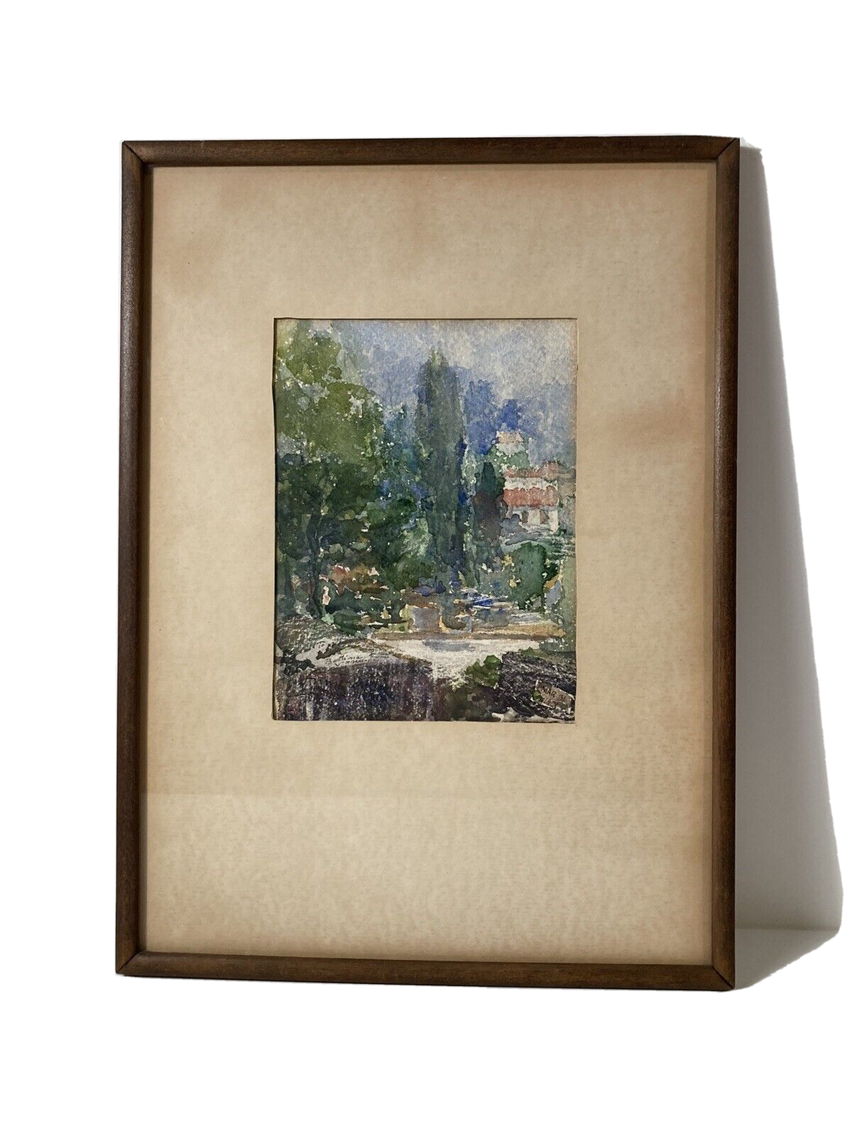 VINCENZO MISERENDINO AMERICAN ANTIQUE WATERCOLOR LANDSCAPE VINTAGE