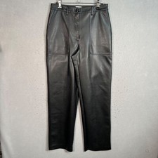 Aritzia Wilfred Free Black Faux Leather Straight Leg Pants Size 6
