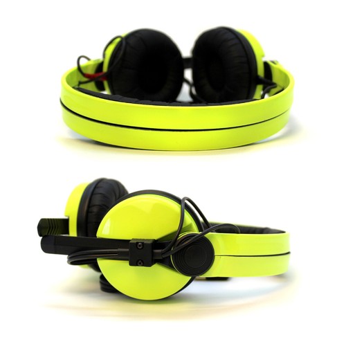 Custom Cans UV reactive neon Yellow Sennheiser HD25 Headphones with 2yr