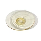 Amber Glass 6in Footed Dessert Plate Diamond Design Depression Glass Vtg Yellow