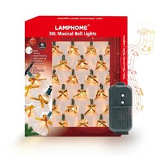 30L Xmas Musical Bell String Lights, 25 Classical Holiday Songs, 7 Functions