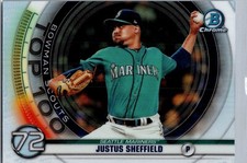 Justus Sheffield #BTP-72 2020 Bowman Chrome Scouts Top 100 Seattle Mariners