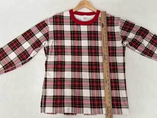 Hanna Andersson Adult Unisex Long Sleeve Pajamas Top L Family Holiday Plaid Red - Picture 4 of 14