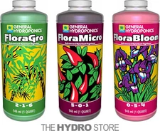 General Hydroponics Flora Series FloraGro FloraBloom FloraMicro 32 oz QT - gh