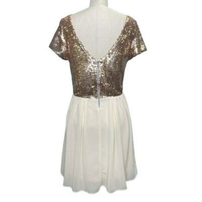 Alythea A-Line Short Sleeve Mini Cocktail Dress Rose Gold Size Small NWT |  eBay