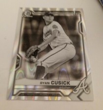 Ryan Cusick 2021 1st Bowman Draft Chrome BLACK & WHITE RAYWAVE REFRACTOR! MINT